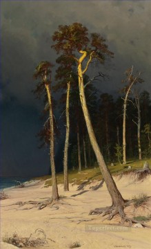 砂浜の古典的な風景イワン・イワノビッチの木々 Oil Paintings